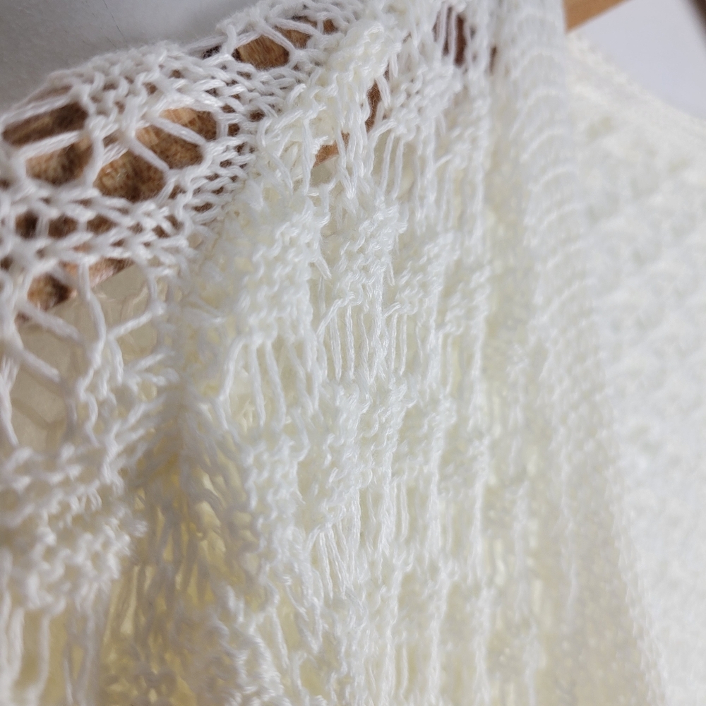 New Crochet Open Knit Tie Front Long Flare Sleeve Cropped Cardigan Unbranded - Picture 5 of 10